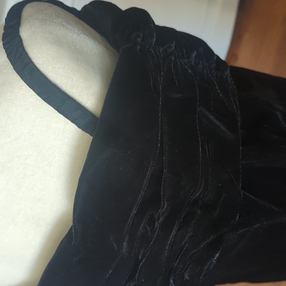 Y2k Black Velvet Whimigoth Friends Portrait Neck Long Sleeve Sheath Maxi Gown - Picture 5 of 12